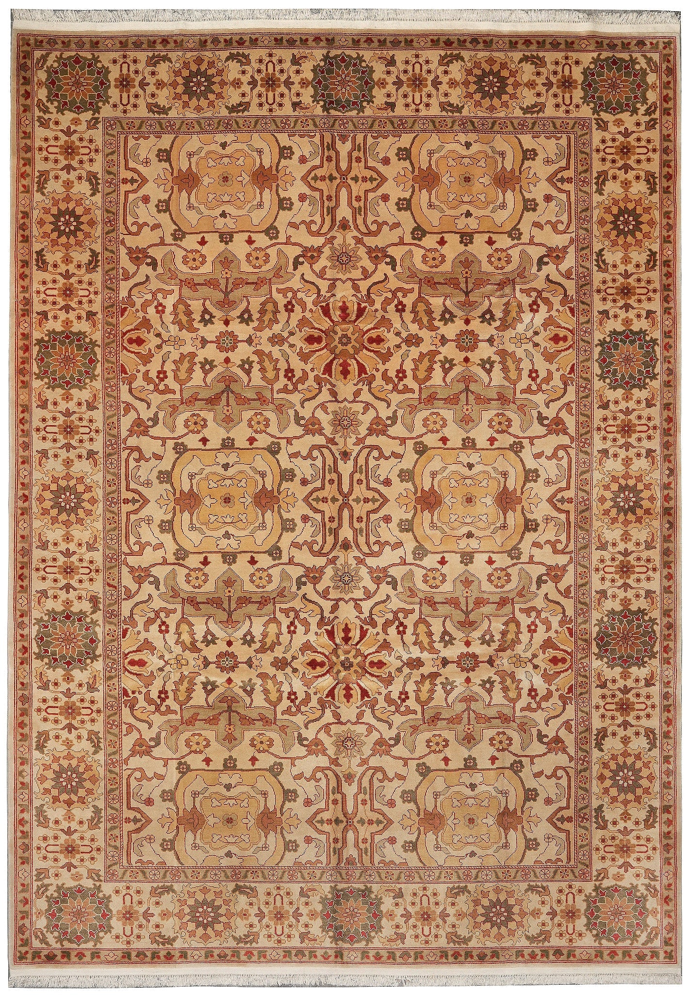 9 x 12 Chobi Handmade Wool Rug Pakistan Beige Gold Zigler Pattern: 9 x 12 Chobi Handmade Wool Rug Pakistan Beige Gold Zigler Pattern Free continental US Shipping This 9 x 12 Chobi handmade area rug from Pakistan features a hand-knotted construction using high-quality