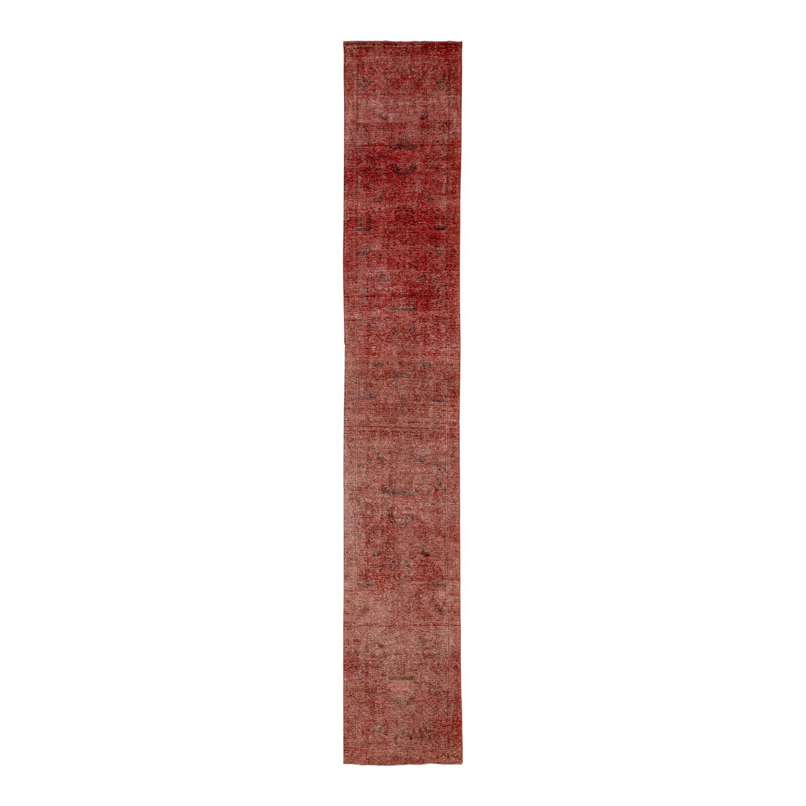Vintage Persian Red Wool Runner 2'6 x 15'7 Allover Design: Vintage Persian Red Wool Runner 2'6 x 15'7 Allover Design This exquisite vintage Persian wool runner features a vibrant red field adorned with an intricate allover design. Perfect for adding a touch o