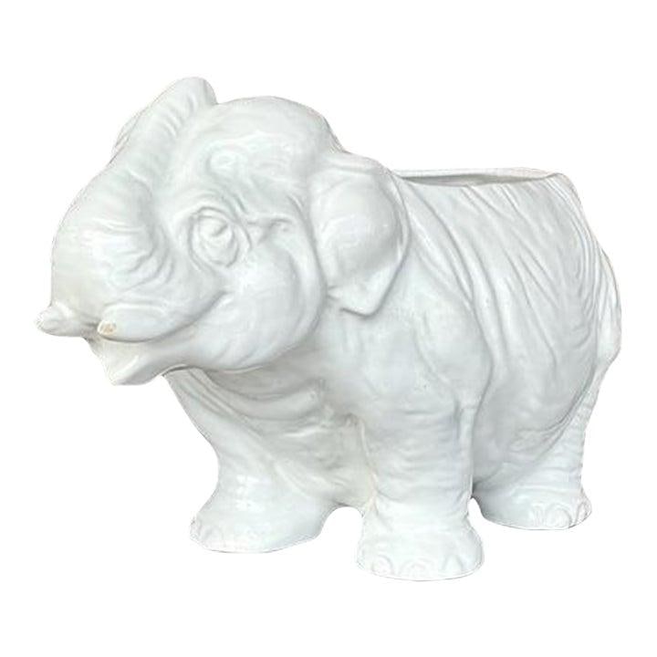 Vintage White Ceramic Elephant Planter Boho Chic Decor: Vintage White Ceramic Elephant Planter Boho Chic Decor Add a touch of playful charm and worldly elegance to your home with this vintage glazed ceramic elephant planter. Crafted in a stylized form, thi