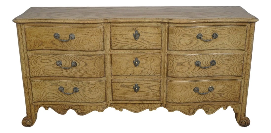 French Style Oak Dresser by Baker 9 Drawers 70w x 20d x 34h (1 of 10)