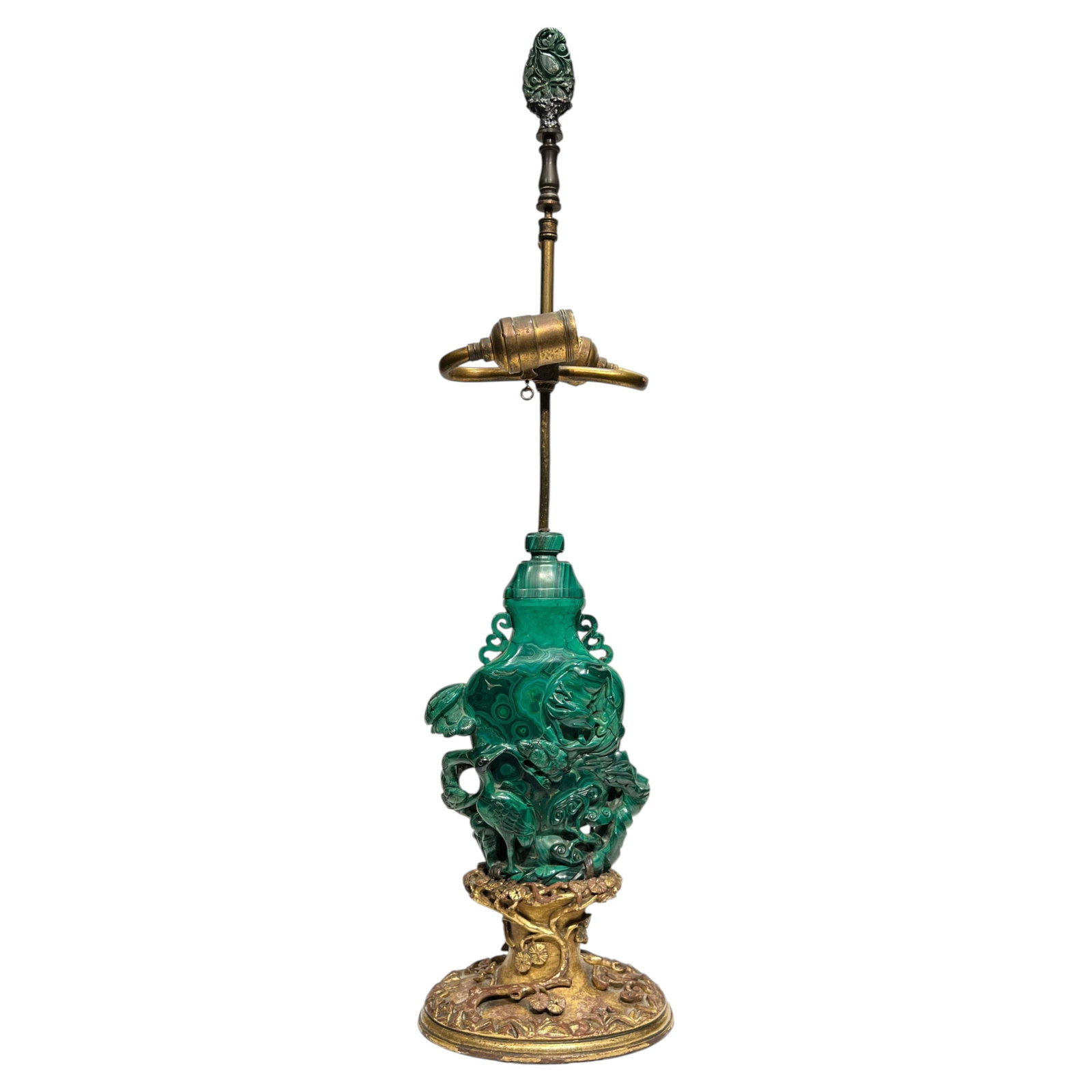 Late 19th Century Chinese Malachite Table Lamp (1 of 8)