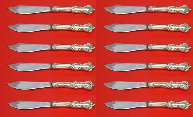 Reed and Barton Marlborough Sterling Silver Fish Knife Set 12pc 8 1/4": Reed and Barton Marlborough Sterling Silver Fish Knife Set 12pc 8 1/4" Enhance your dining experience with this exquisite 12-piece fish knife set from the Marlborough pattern by Reed and Barton. Each 