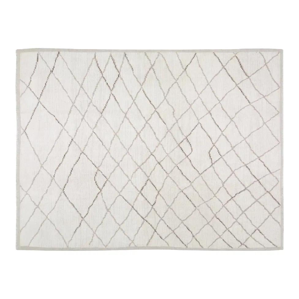 9' x 12'2" Moroccan Beni Ourain Wool Rug Contemporary Hand Knotted: 9' x 12'2" Moroccan Beni Ourain Wool Rug Contemporary Hand Knotted This early 21st century Moroccan Beni Ourain rug is hand knotted from organic wool and features natural colors in a contemporary styl