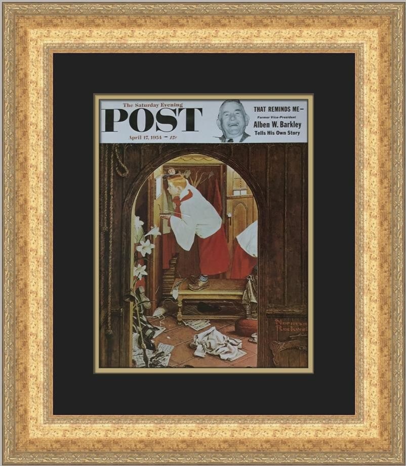 Norman Rockwell The Choirboy Custom Framed Art Print 21 x 18: Norman Rockwell The Choirboy Custom Framed Art Print 21 x 18 This stunning custom framed print features Norman Rockwell's iconic artwork titled "The Choirboy." Measuring 21 in height and 18 in width, 