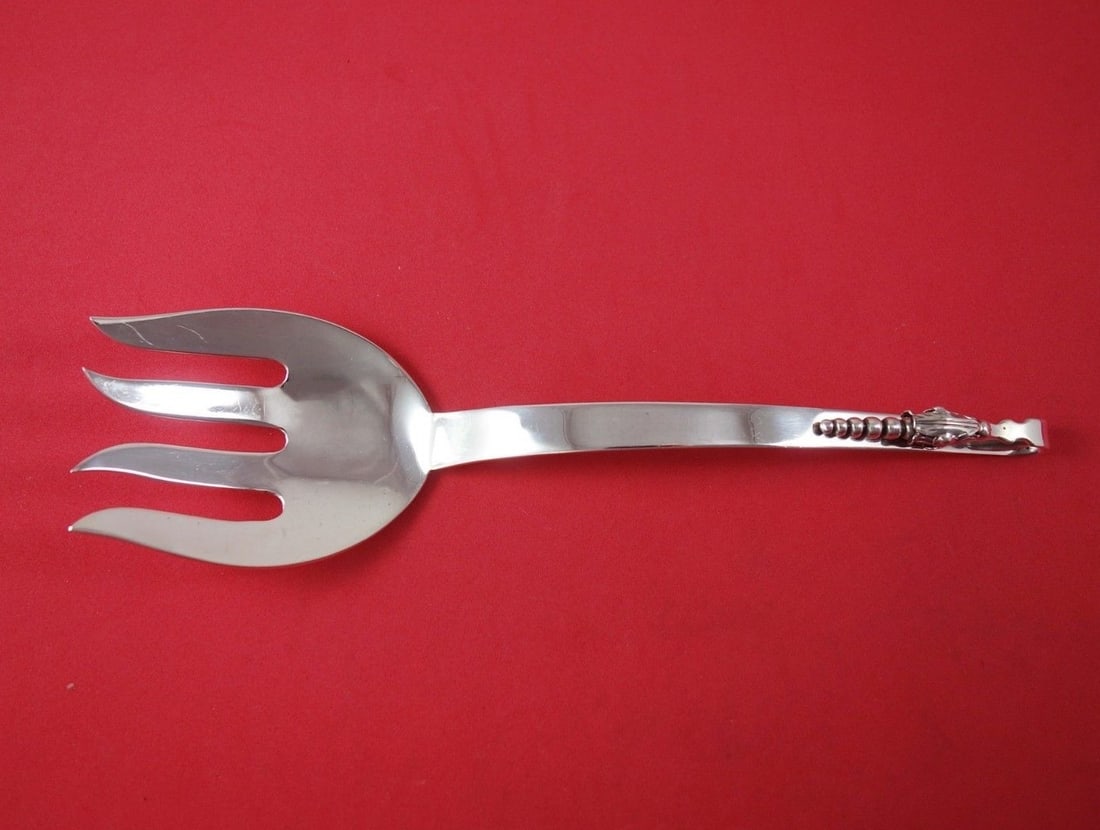 Blossom Sterling Silver Salad Serving Fork 9 3/4" by Unknown Maker: Blossom Sterling Silver Salad Serving Fork 9 3/4" by Unknown Maker Enhance your dining experience with this exquisite Blossom salad serving fork, crafted from high-quality sterling silver. With a leng