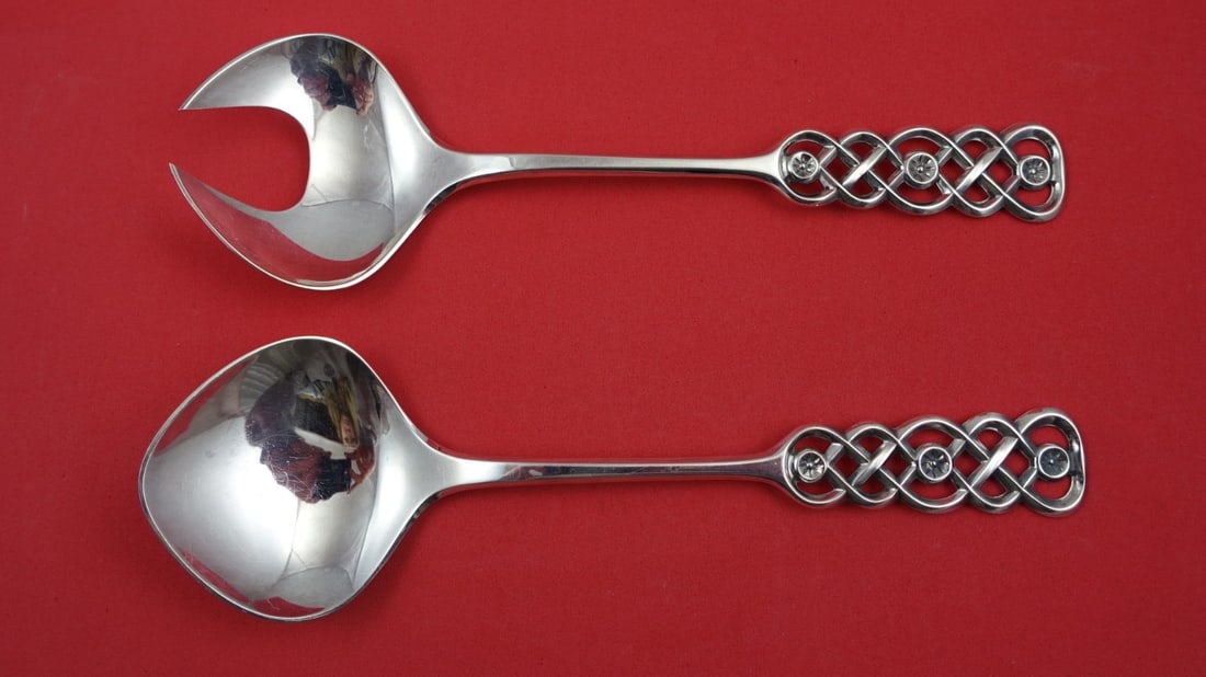 David Andersen Ringebu Norwegian .830 Silver Salad Serving Set (1 of 2)