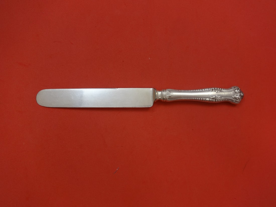 Towle Canterbury Sterling Silver Blunt Dinner Knife 9 1/4": Towle Canterbury Sterling Silver Blunt Dinner Knife 9 1/4" Sterling silver dinner knife in the Canterbury pattern by Towle. This pre-owned piece is monogrammed, with monos varying, and is noted to be 