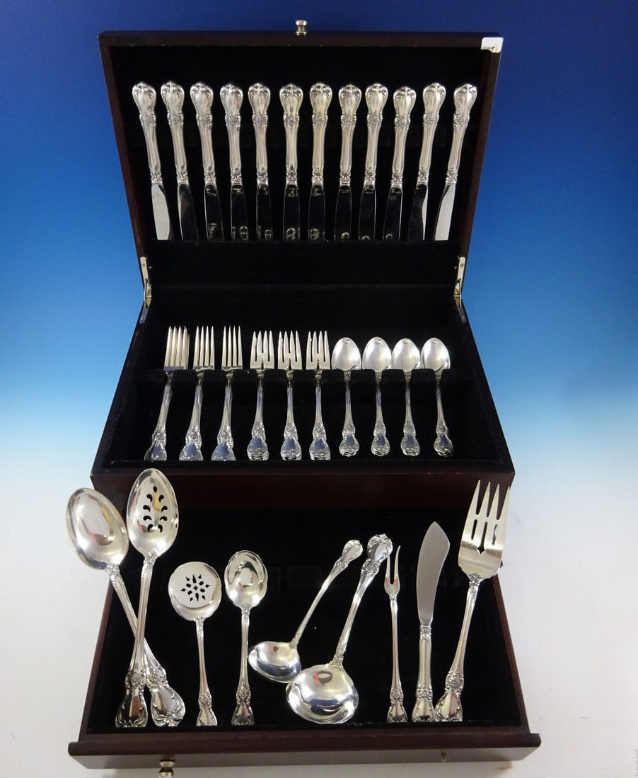 Towle Old Master Sterling Silver Flatware Set for 12 57 Pieces: Towle Old Master Sterling Silver Flatware Set for 12 57 Pieces This exquisite Old Master flatware set by Towle combines traditional Victorian design with sophisticated artistry. Crafted from sterling 