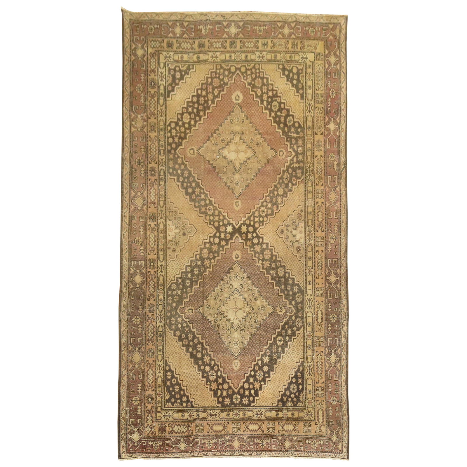 One of a Kind Vintage Khotan Rug 80 x 156 Wool Early 20th Century: One of a Kind Vintage Khotan Rug 80 x 156 Wool Early 20th Century Discover the exquisite craftsmanship of this one-of-a-kind Vintage Khotan Rug, featuring a striking purple tone and a traditional geom