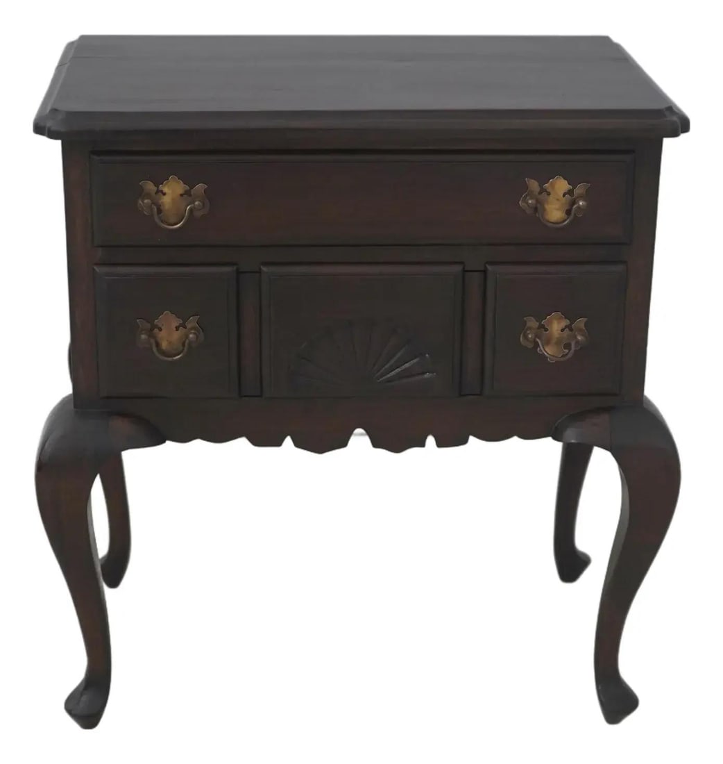 Mahogany Chippendale Style Mini Lowboy with Brass Hardware and Shell Carving (1 of 10)