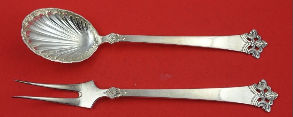 Th Olsens Anitra 830 Silver Salad Serving Set 2-pc Fork Spoon: Th Olsens Anitra 830 Silver Salad Serving Set 2-pc Fork Spoon Enhance your dining experience with the Anitra by Th. Olsens 2-piece salad serving set, crafted from .830 silver. This elegant set include