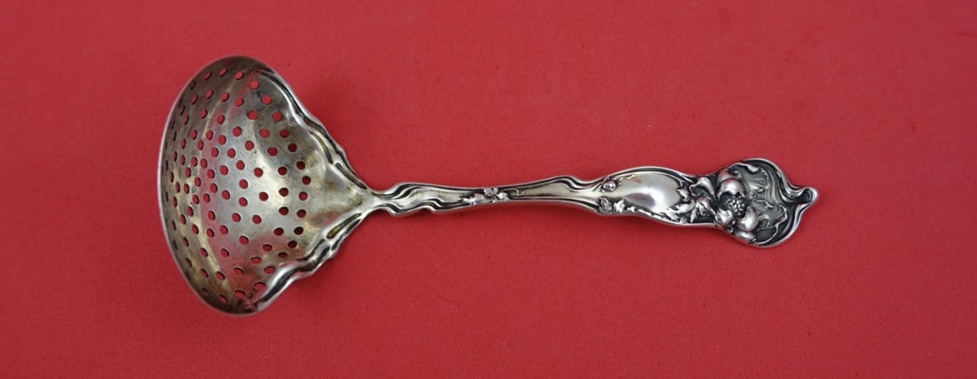 Sterling Silver Sugar Sifter Ladle Fiorito Pattern by Shiebler 6 Inch: Sterling Silver Sugar Sifter Ladle Fiorito Pattern by Shiebler 6 Inch This is a sterling silver sugar sifter ladle in the Fiorito pattern by Shiebler. The ladle measures 6 inches in length, is not mon