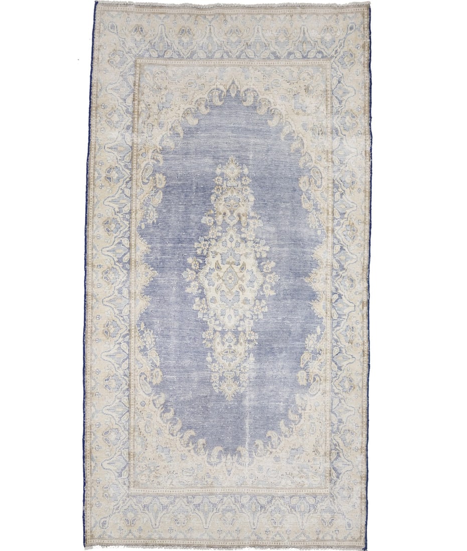 Vintage Hand-Knotted Floral Oriental Rug 7'1 x 3'10 Eco-Friendly Wool: Vintage Hand-Knotted Floral Oriental Rug 7'1 x 3'10 Eco-Friendly Wool Enhance your living space with this exquisite Antique Distressed Oriental Rug, featuring a classic muted floral design that comple