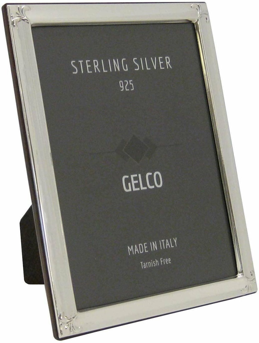 Italian Sterling Silver Photo Frame by Gelco with Floral Corner Design 5x7 (1 of 3)