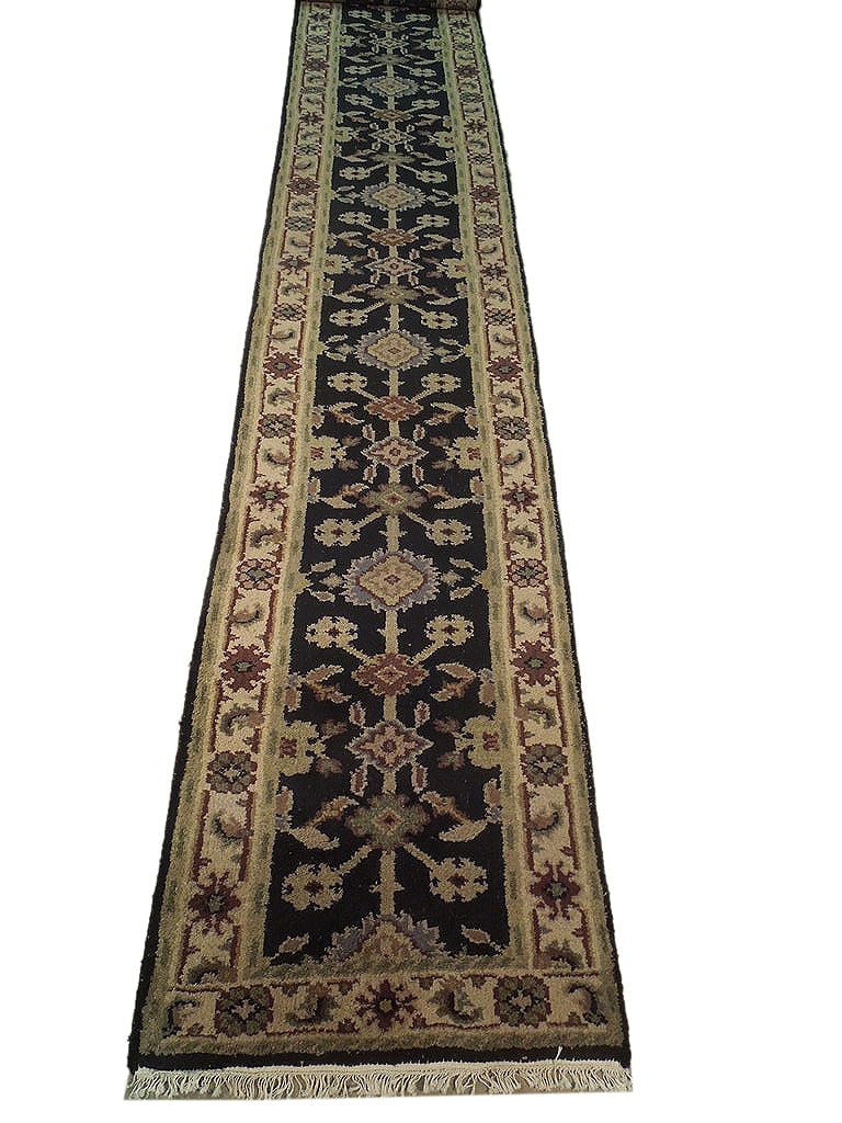 20 Feet Black Handmade Wool Runner Rug: 20 Feet Black Handmade Wool Runner Rug Free continental US Shipping Enhance your space with this elegant 20-foot handmade wool runner in a classic black color. Perfect for adding a touch of luxury and