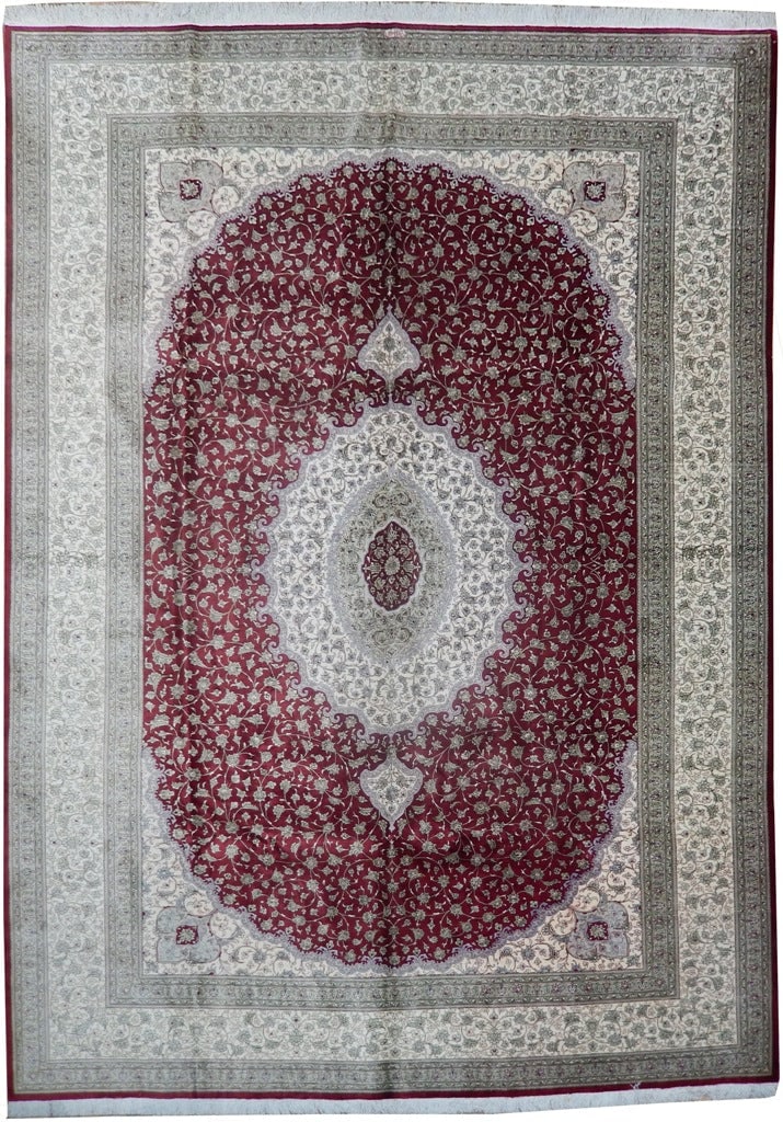 8 x 11 Pure Silk Persian Qom Rug Handmade in Iran 500 KPSI (1 of 6)