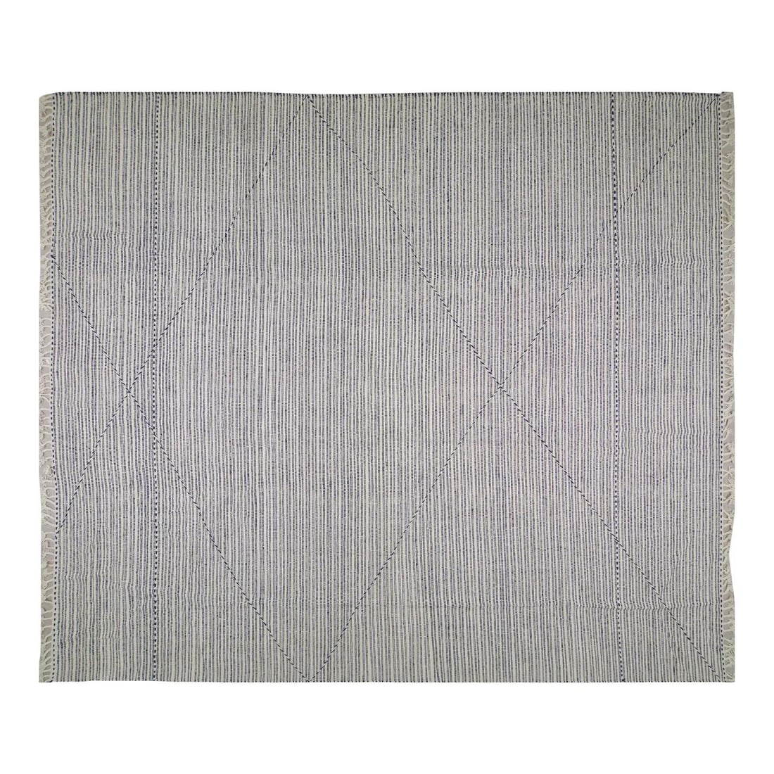 Large Zanafi Wool Flatweave Kilim Rug in Natural Tones 13'1 x 14'9: Large Zanafi Wool Flatweave Kilim Rug in Natural Tones 13'1 x 14'9 This vintage Moroccan Zanafi hand-woven flatweave kilim from the 1990s features natural colors, a soft texture, and a fine weave. The