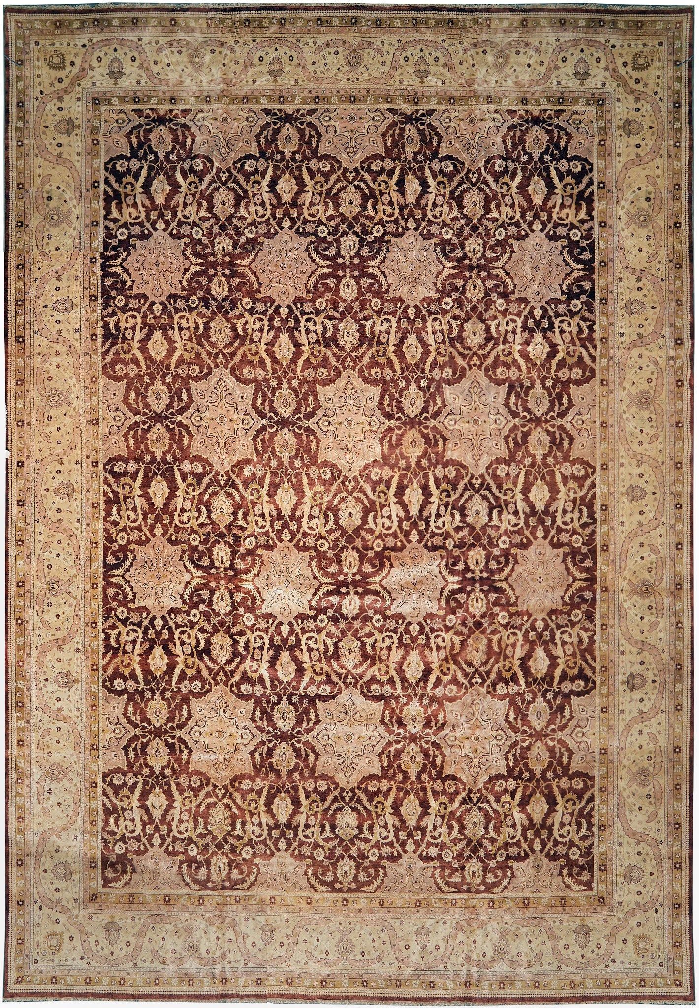 18 x 27 Vintage French Mansion Rug Rust Gold Wool: 18 x 27 Vintage French Mansion Rug Rust Gold Wool Free continental US Shipping This oversized vintage French rug from the 1950s presents a refined transitional style with graceful motifs, soft symmetr