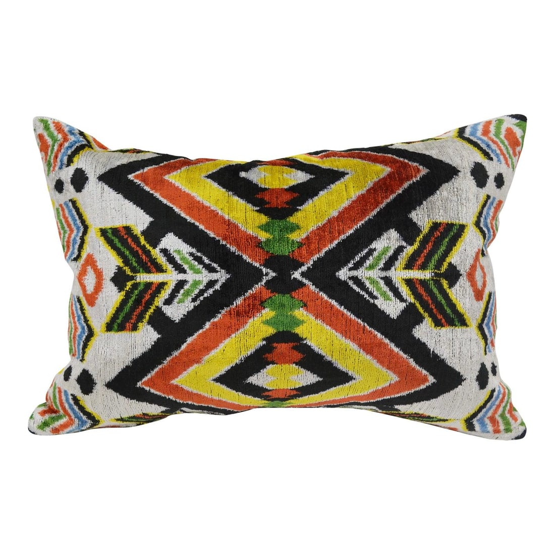 Gold Ikat Velvet Silk Decorative Pillow with Linen Back and Feather Insert (1 of 3)