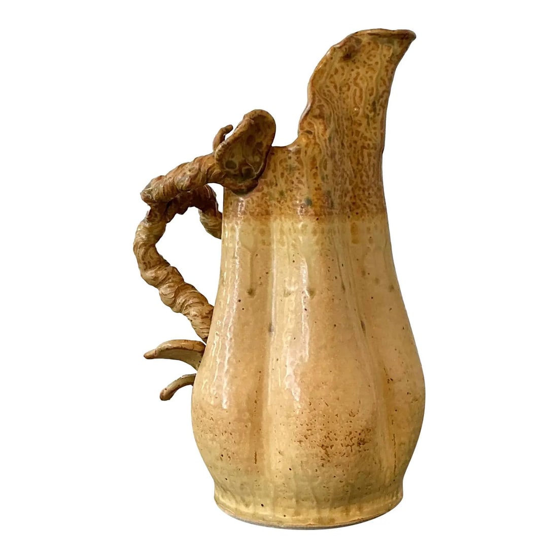 Handcrafted Ceramic Pitcher with Branch Handle and Leaf Detail (1 of 10)