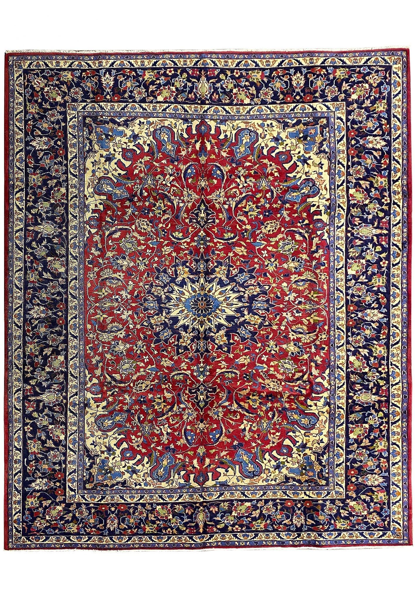 10 x 12.7 Persian Najafabad Esfahan Hand Knotted Wool Rug Iran: 10 x 12.7 Persian Najafabad Esfahan Hand Knotted Wool Rug Iran Free continental US Shipping This 10 x 12.7 Persian Najafabad Esfahan wool rug from Iran is hand-knotted in Najafabad, near Isfahan in ce