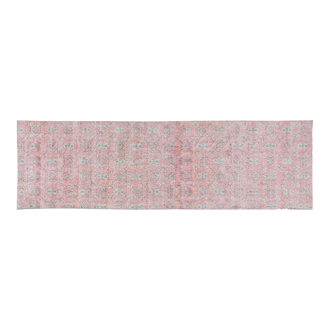 Turkish Anatolian Wool Runner Rug Hand Knotted 3' x 10'9" Pink: Turkish Anatolian Wool Runner Rug Hand Knotted 3' x 10'9" Pink This vintage Turkish Anatolian rug is hand-knotted from wool using traditional rug-making techniques. It features a soft texture, durable