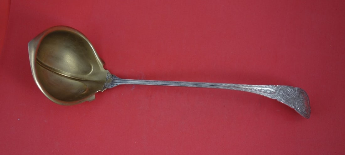 Wendt Moresque Sterling Silver Oyster Ladle Goldwashed Pointed Bowl: Wendt Moresque Sterling Silver Oyster Ladle Goldwashed Pointed Bowl This is a sterling silver oyster ladle in the Moresque pattern by Wendt, dating from 1850-1899. The ladle features a goldwashed, poi