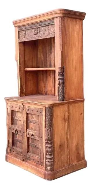 Hand Carved Teak Hutch with Iron Hardware (1 of 10)
