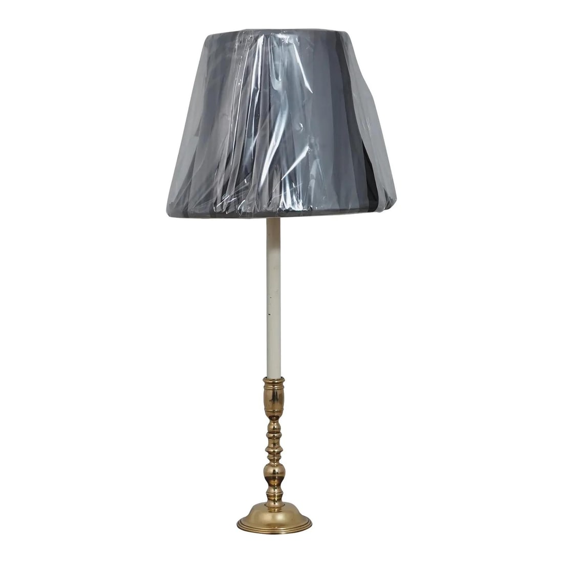 Vintage Mahogany Round Candlestick Floor Lamp with Brass Hardware (1 of 10)