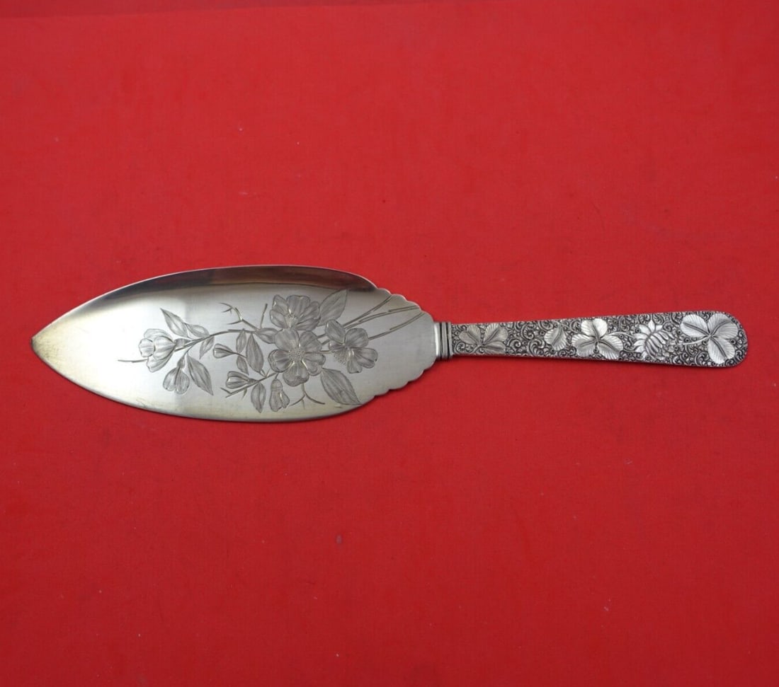 J.E. Caldwell Clover Sterling Silver Ice Cream Server 10 3/4 Bright-Cut (1 of 3)