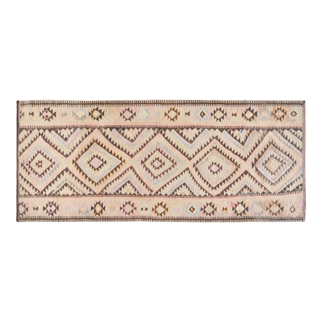Anatolian Hand Woven Wool Kilim Rug in Brown 4'9 x 11'4 (1 of 6)