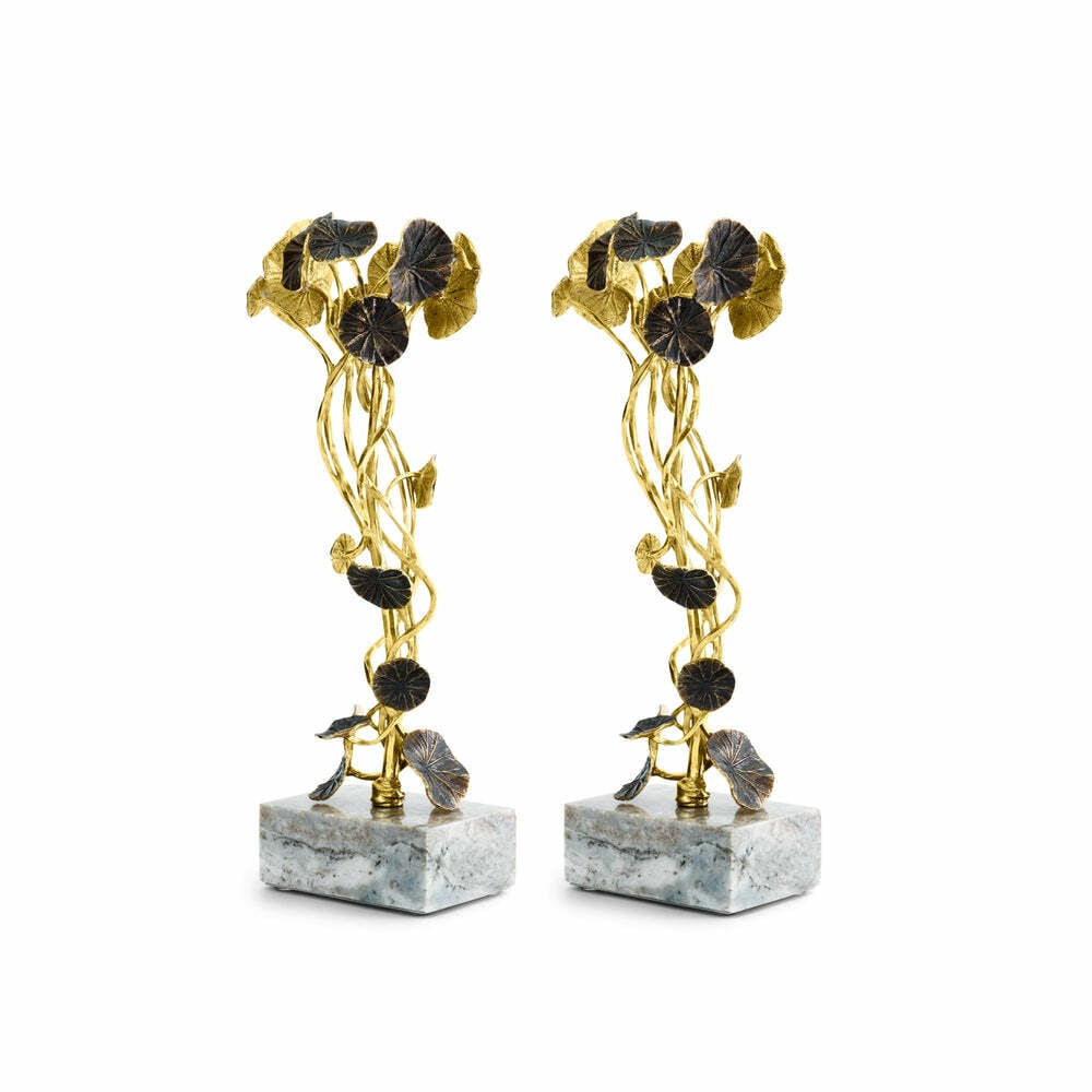 Michael Aram Monet's Garden Brass Candleholders Set of 2 Golden Sunset (1 of 4)
