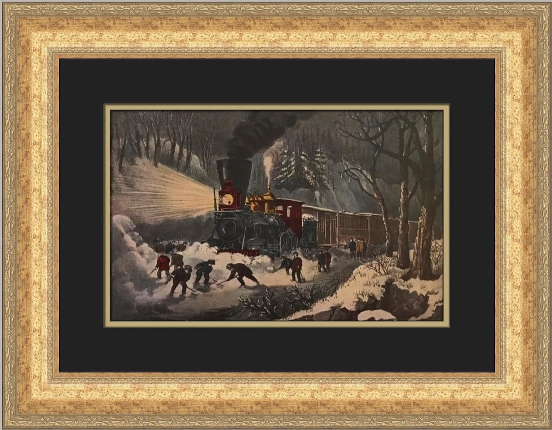 Currier & Ives American Railroad Scene-Snowbound Framed Print 1952 (1 of 2)