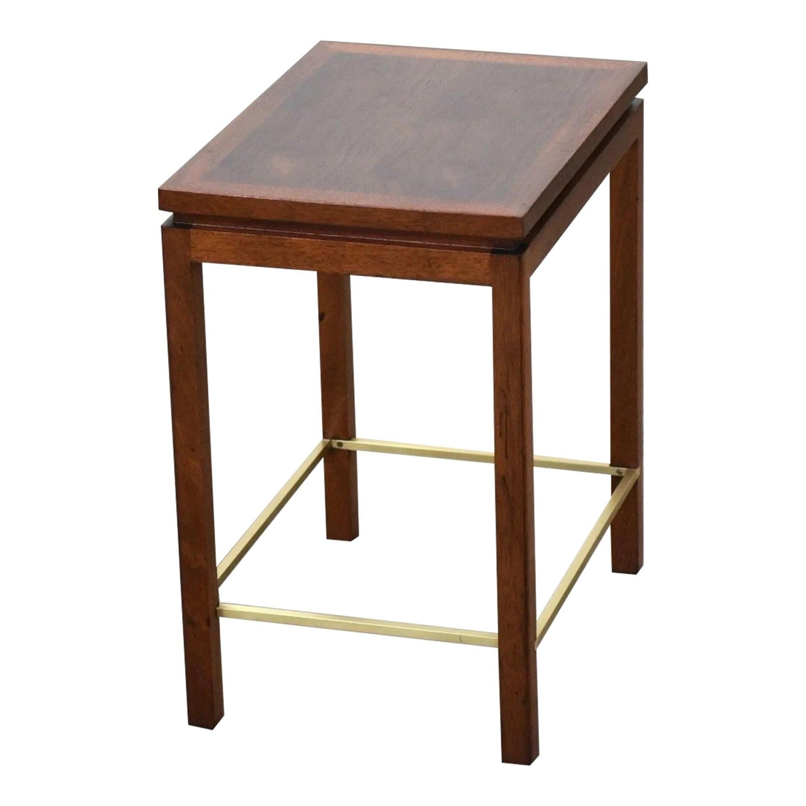 Mid Century Modern Edward Wormley Dunbar End Table: Mid Century Modern Edward Wormley Dunbar End Table This exquisite mid-century modern end table, designed by Edward Wormley for Dunbar, showcases a beautiful combination of walnut and mahogany with ele