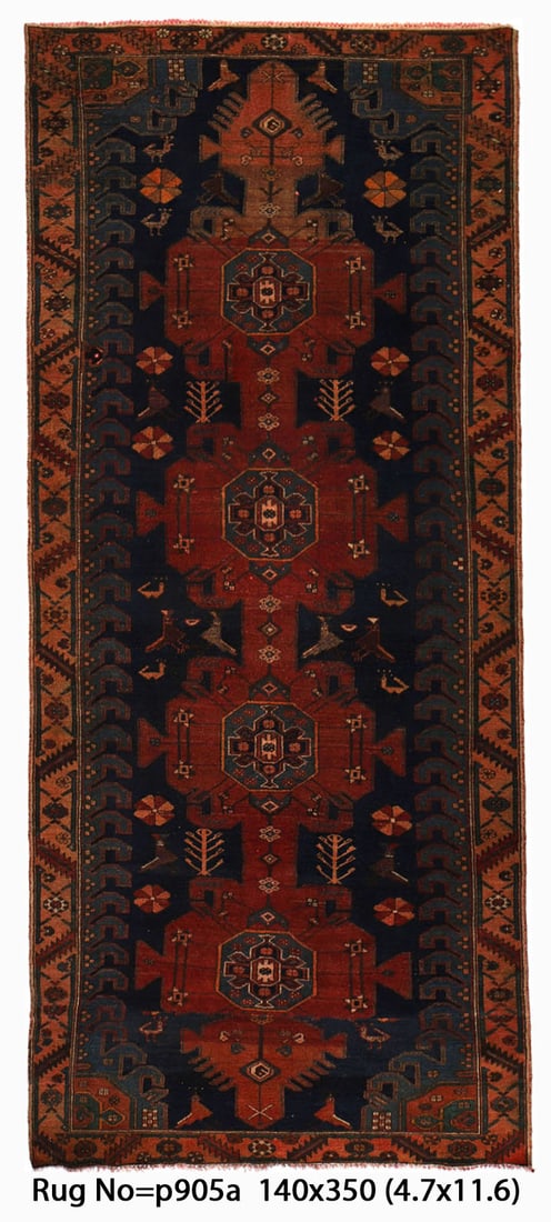 Stunning 4.7 x 11.6 Semi-Antique Persian Sherazi Gallery Runner Rug: Stunning 4.7 x 11.6 Semi-Antique Persian Sherazi Gallery Runner Rug Free continental US Shipping Enhance your living space with this stunning 4.7 x 11.6 semi-antique wide runner Persian Sherazi galler