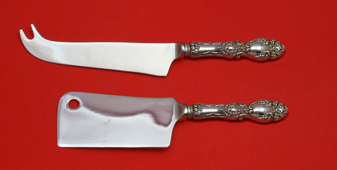 Wallace Lucerne Sterling Silver Cheese Serving Set 2pc Custom: Wallace Lucerne Sterling Silver Cheese Serving Set 2pc Custom This exquisite cheese serving set is crafted from sterling silver and features the elegant Lucerne pattern by Wallace. Designed for functi