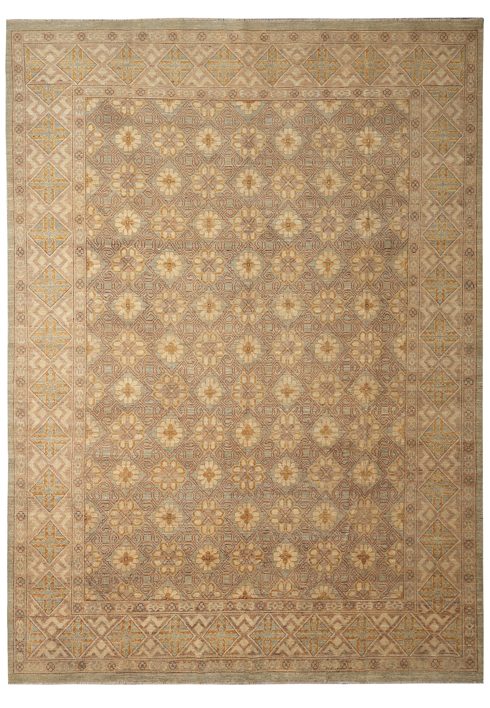 8.8 x 11.8 Chobi Peshawar Zigler Rug Hand Knotted Wool: 8.8 x 11.8 Chobi Peshawar Zigler Rug Hand Knotted Wool Free continental US Shipping This New Chobi Peshawar Zigler area rug features a hand-knotted weave and a natural wool pile. It is made in Pakista