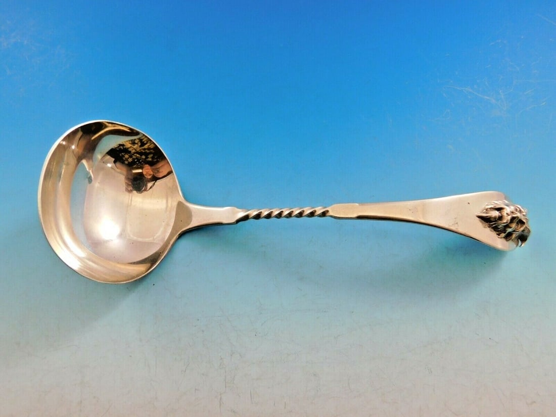 Gorham Sterling Silver Gravy Ladle 1850-1899 Horned Man 7.5 Inch: Gorham Sterling Silver Gravy Ladle 1850-1899 Horned Man 7.5 Inch Discover this extraordinary Gorham sterling silver gravy ladle, crafted between 1850-1899. Measuring 7 1/2 inches, it showcases a sleek