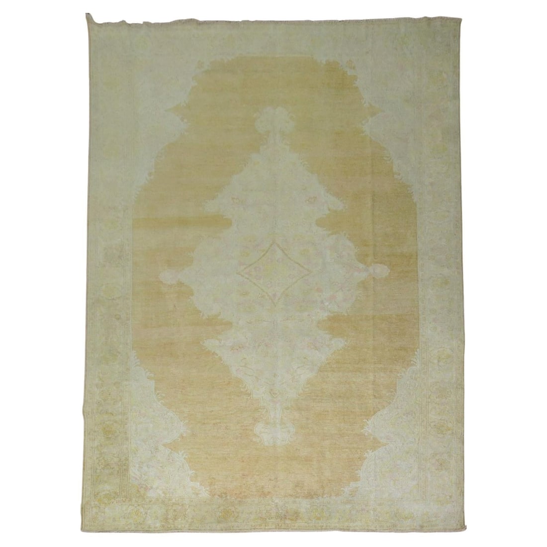 Zabihi Collection Antique Tabriz Hand-Woven Silk Cotton Rug 110x154: Zabihi Collection Antique Tabriz Hand-Woven Silk Cotton Rug 110x154 Experience the elegance of this rich antique Turkish silk cotton rug from the Zabihi Collection. Hand-woven using mercerized cotton,