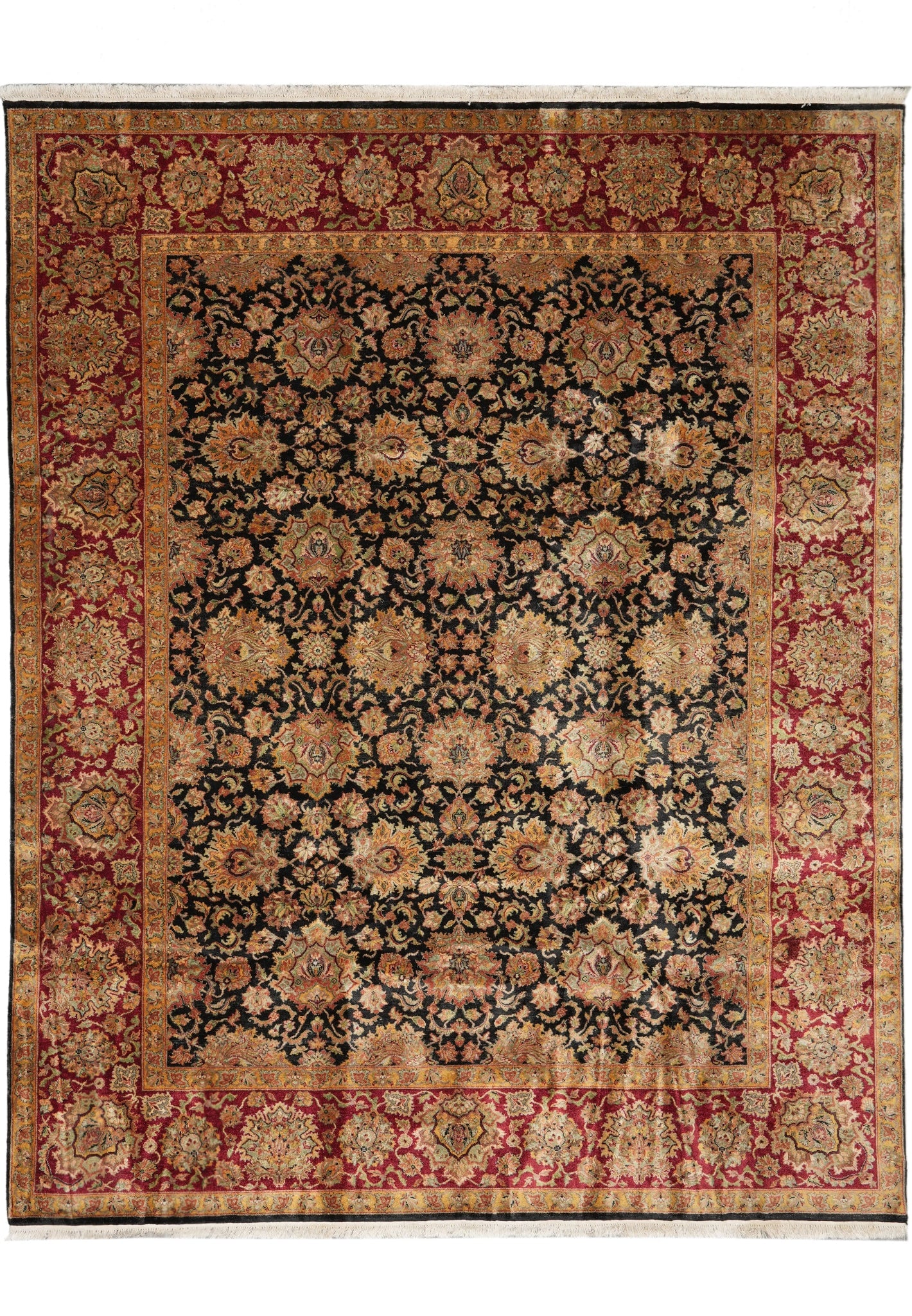 Handmade Jaipur Rug 9.3 x 11.3 ft Black 100 Percent Wool (1 of 11)