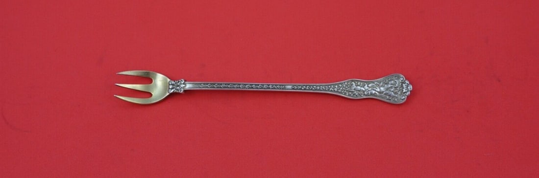 Tiffany & Co Olympian 3-Tine Sterling Silver Oyster Fork Gold Washed 6 Inch: Tiffany & Co Olympian 3-Tine Sterling Silver Oyster Fork Gold Washed 6 Inch Elevate your dining experience with this exquisite 3-tine oyster fork from the Olympian pattern by Tiffany & Co. Crafted fro