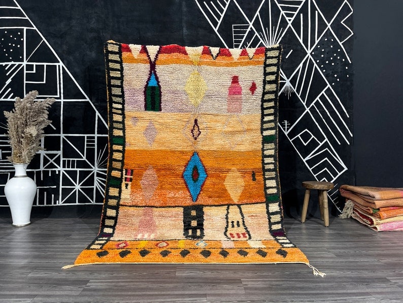 Authentic Handwoven Moroccan Rug 100% Sheep Wool 6.56 x 3.28 Feet: Authentic Handwoven Moroccan Rug 100% Sheep Wool 6.56 x 3.28 Feet Discover the beauty of this handwoven authentic rug, crafted in the Atlas Mountains by local Berber women weavers. Utilizing tradition