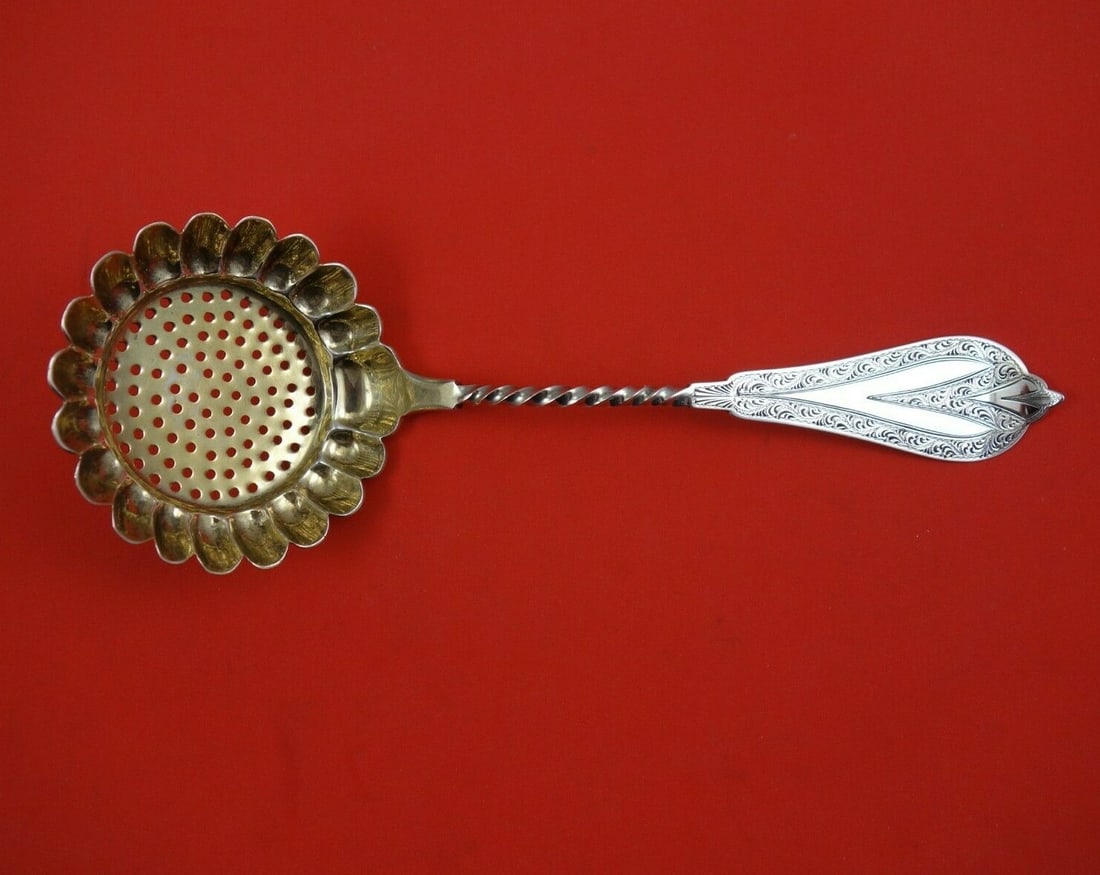 Antique NW Silverware Coin Silver Sugar Sifter Gold Wash c. 1865 7.75" (1 of 3)