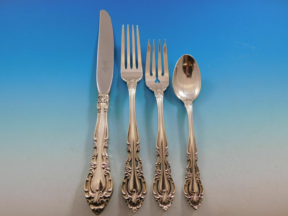 Gorham Baronial New Sterling Silver 4-Piece Dinner Place Setting: Gorham Baronial New Sterling Silver 4-Piece Dinner Place Setting Enhance your dining experience with this exquisite 4-piece place setting in the Baronial New pattern by Gorham. Crafted from high-quali