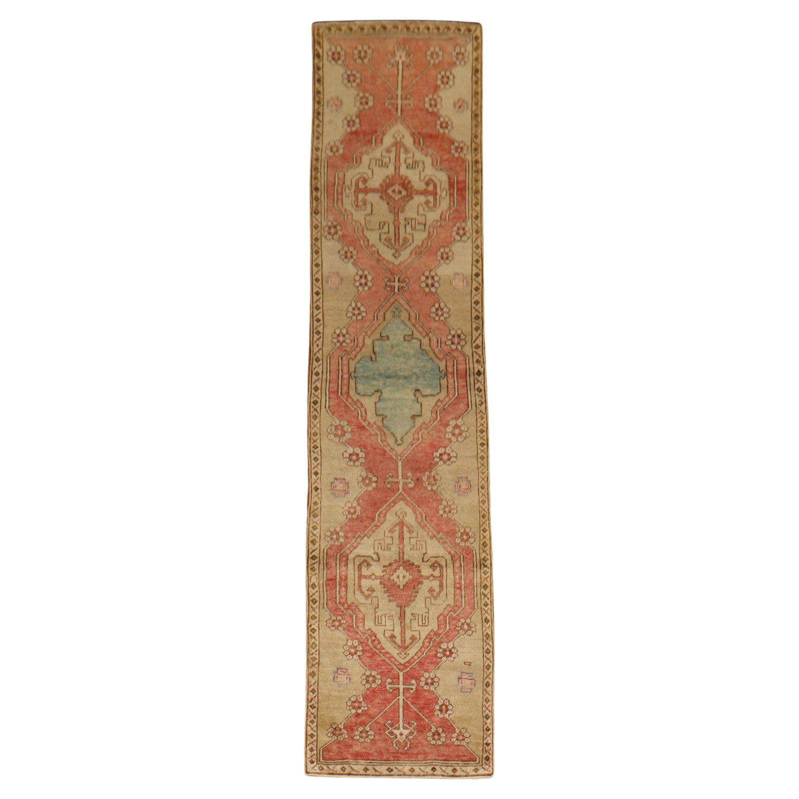 Zabihi Collection Vintage Turkish Runner 2' x 9'1 Wool Hand-Knotted: Zabihi Collection Vintage Turkish Runner 2' x 9'1 Wool Hand-Knotted Add a touch of elegance to your space with this exquisite Zabihi Collection Narrow Vintage Turkish Runner. This stunning piece featu