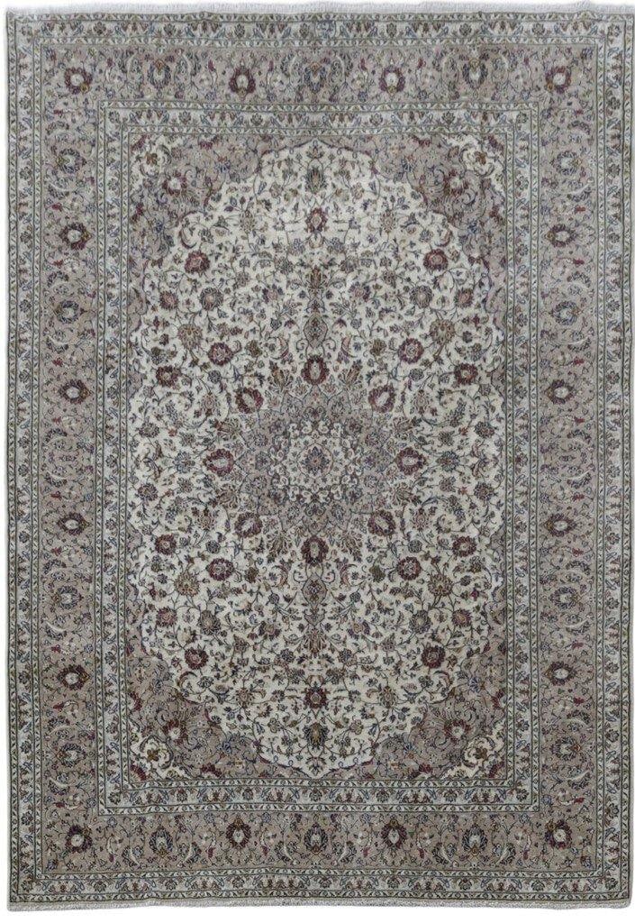 Handcrafted Persian Kashan Rug 8'2 x 11'10 Signed Artisan Design: Handcrafted Persian Kashan Rug 8'2 x 11'10 Signed Artisan Design Free continental US Shipping Discover the beauty of this handcrafted Ivory Persian Signed Kashan Rug, created by skilled Persian artisa