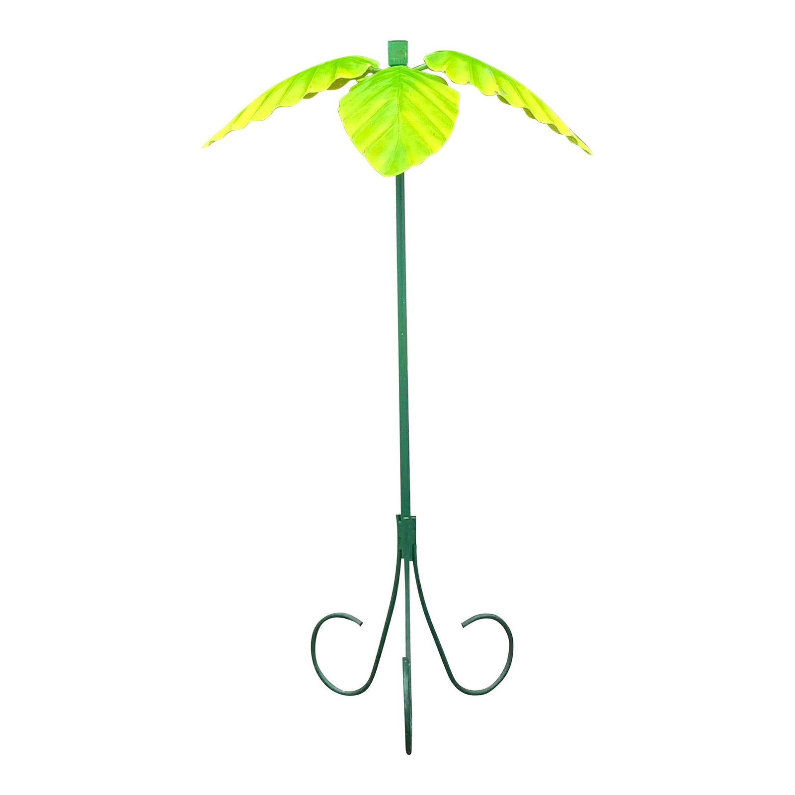 Vintage Boho Palm Tree Lamp Wrought Iron Fiberglass Green 58.5" (1 of 9)