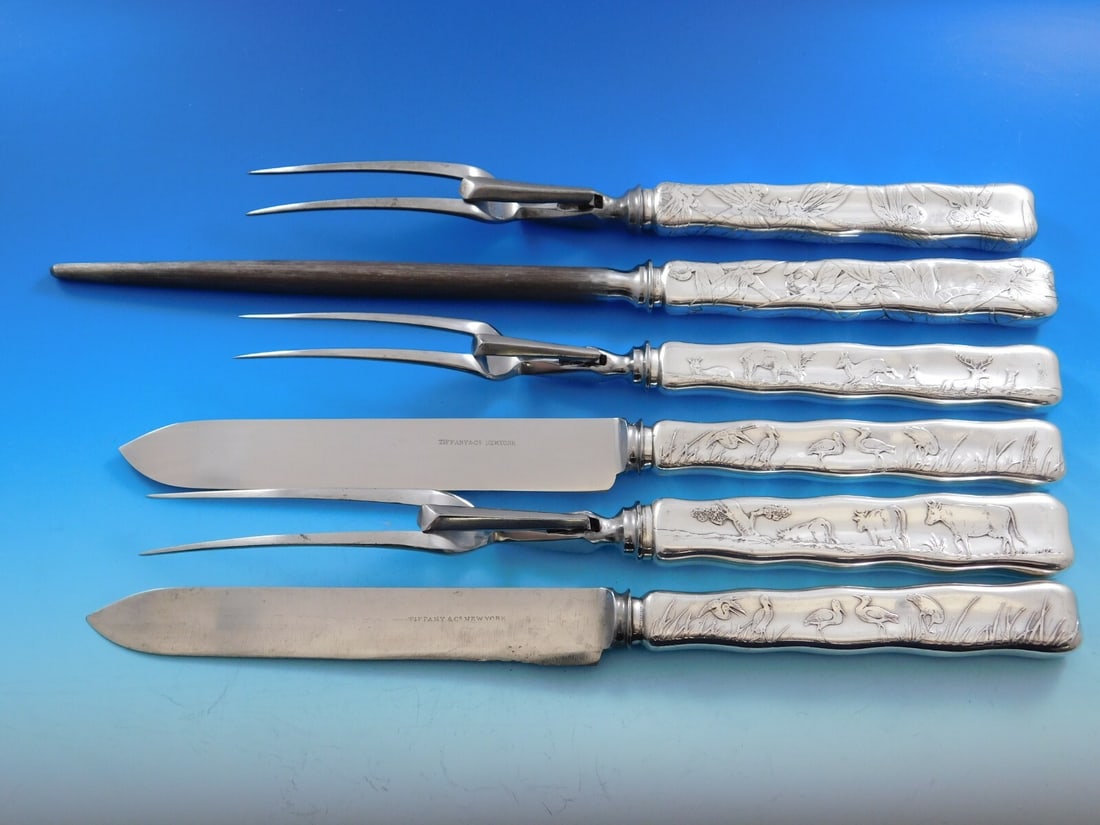 Tiffany & Co. Lap Over Edge Sterling Silver 6-Piece Roast Carving Set: Tiffany & Co. Lap Over Edge Sterling Silver 6-Piece Roast Carving Set This exquisite 6-piece roast carving set by Tiffany & Co. features the elegant Lap Over Edge pattern, acid etched for a stunning f