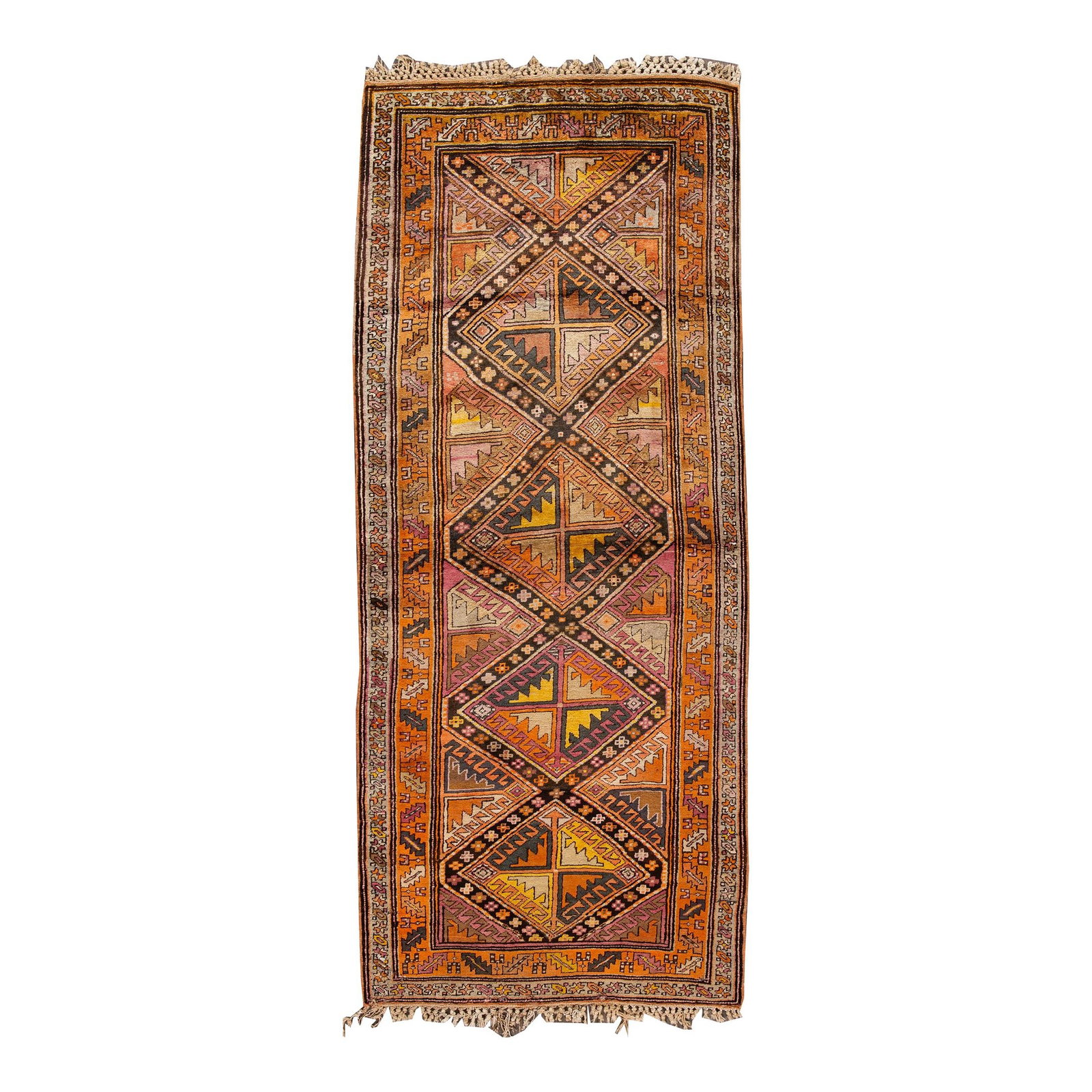 Vintage North West Persian Wool Runner Orange Tribal Design 4' X 10'9'': Vintage North West Persian Wool Runner Orange Tribal Design 4' X 10'9'' Enhance your space with this stunning Vintage North West Persian Handmade Wool Runner, featuring a vibrant orange field adorned 