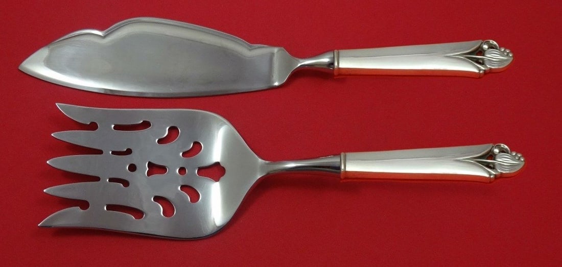 Frank Smith Woodlily Sterling Silver Fish Serving Set 2 Piece (1 of 1)